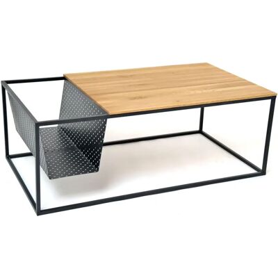 Eiche PAROLI Couchtisch - Rechteckig, Metallfüße, Offenes Fach Eiche PAROLI Couchtisch - Rechteckig, Metallfüße, Offenes Fach