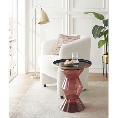 PAROLI Katris II - Runder Beistelltisch - 50cm x 53cm - Rot & Gold PAROLI Katris II - Runder Beistelltisch - 50cm x 53cm - Rot & Gold