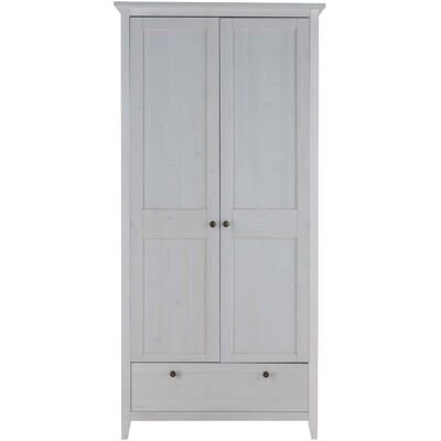 Lüttenhüttu Solvita Kleiderschrank - Massiv Kiefer, 2 Türen, Weiß - Schrank Lüttenhüttu Solvita Kleiderschrank - Massiv Kiefer, 2 Türen, Weiß - Schrank