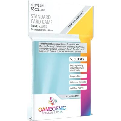 Gamegenic grå standardstorlek sleeves - 50 stycken Gamegenic grå standardstorlek sleeves - 50 stycken