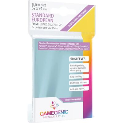 Protèges-cartes Gamegenic Prime Européens - 50 pièces - Publicité Protèges-cartes Gamegenic Prime Européens - 50 pièces - Publicité