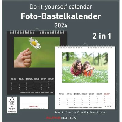 Calendario fotografico fai da te Alpha Edition 2024 - 2-in-1 datato 21x22cm Calendario fotografico fai da te Alpha Edition 2024 - 2-in-1 datato 21x22cm