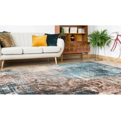 CALO-DELUXE Emin 800 Brauner-Blauer Baumwollteppich - Teppich CALO-DELUXE Emin 800 Brauner-Blauer Baumwollteppich - Teppich
