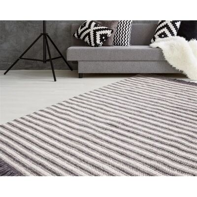 Calo-Deluxe Bature 400 Teppich - Wolle & Viskose, 80x150cm, Grau Calo-Deluxe Bature 400 Teppich - Wolle & Viskose, 80x150cm, Grau