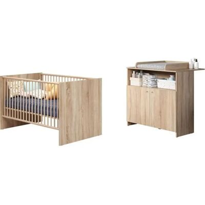 Ensemble Chambre Bébé TrendTeam - Chêne Naturel - 70x140 cm + Commode à langer - Publicité Ensemble Chambre Bébé TrendTeam - Chêne Naturel - 70x140 cm + Commode à langer - Publicité