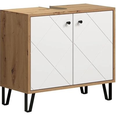 Meuble sous lavabo blanc chêne - Touch, 69x61x33cm - trendteam Meuble sous lavabo blanc chêne - Touch, 69x61x33cm - trendteam