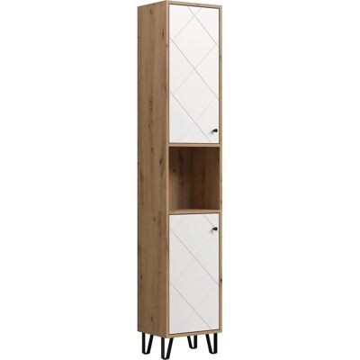 Trendteam Touch Badkamerkast - 36x29x191 cm, Wit mat / Eik Trendteam Touch Badkamerkast - 36x29x191 cm, Wit mat / Eik