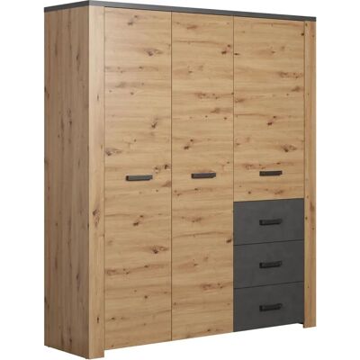 TrendTEAM Follow Kledingkast - Melamine Eikenhout, 3 Deuren, 171x212 cm TrendTEAM Follow Kledingkast - Melamine Eikenhout, 3 Deuren, 171x212 cm