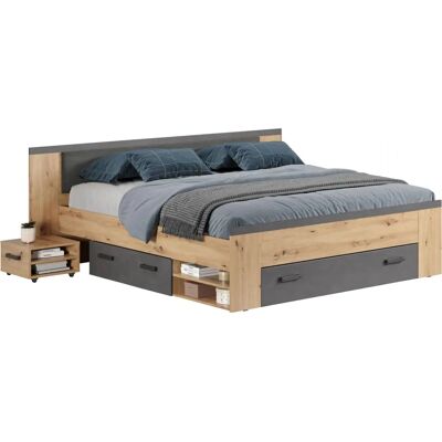 Trendteam Follow Oppbevaringseng - 180x200cm, Artisan Eiche / Matera Grau Trendteam Follow Oppbevaringseng - 180x200cm, Artisan Eiche / Matera Grau