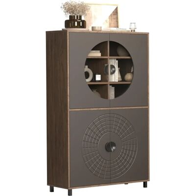 Calicosy H163 cm - Hochschrank mit 4 Türen, 2 mit Sicherheitsglas Calicosy H163 cm - Hochschrank mit 4 Türen, 2 mit Sicherheitsglas