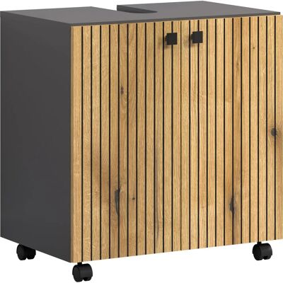 Purebliss Badezimmer-Schränke - 2 Türen, Mobil, Anthrazit & Eiche Purebliss Badezimmer-Schränke - 2 Türen, Mobil, Anthrazit & Eiche