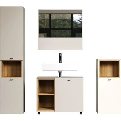 TRENDTE Kashmir Badezimmer-Set - Komplett mit Schrank, Spiegel und Stauraum TRENDTE Kashmir Badezimmer-Set - Komplett mit Schrank, Spiegel und Stauraum