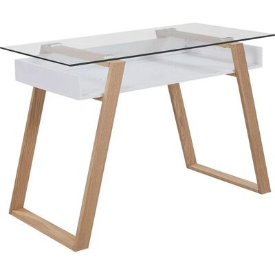 SALESFEVER Schreibtisch mit Glasplatte - Skandinavischer Stil - 110x75x55 cm SALESFEVER Schreibtisch mit Glasplatte - Skandinavischer Stil - 110x75x55 cm