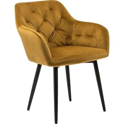 SALESFEVER Gelber Samtvelours Esszimmerstuhl - Modern Möbel SALESFEVER Gelber Samtvelours Esszimmerstuhl - Modern Möbel