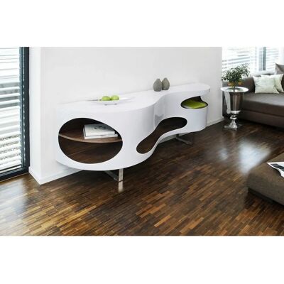 SalesFever Weiß/Walnuss Hochglanz Modernes Sideboard - 3 Fächer SalesFever Weiß/Walnuss Hochglanz Modernes Sideboard - 3 Fächer