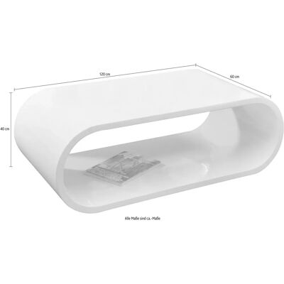 SALESFEVER Oval Fiberglas Couchtisch - Couchtisch SALESFEVER Oval Fiberglas Couchtisch - Couchtisch