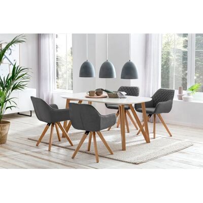 SALESFEVER Essgruppe - 4 Stühle, 180cm Tisch, Grau - Essgruppe SALESFEVER Essgruppe - 4 Stühle, 180cm Tisch, Grau - Essgruppe