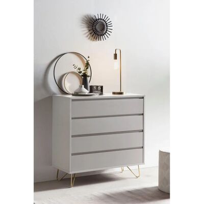 SALESFEVER Weiß-Gold Sideboard - Flurschrank, 4 Schubladen, 90x40x90 cm SALESFEVER Weiß-Gold Sideboard - Flurschrank, 4 Schubladen, 90x40x90 cm