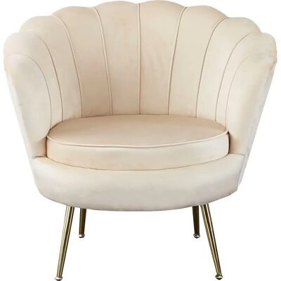 SALESFEVER Clam Beiger Samtvelours Lounge Sessel - Lounge Chair SALESFEVER Clam Beiger Samtvelours Lounge Sessel - Lounge Chair
