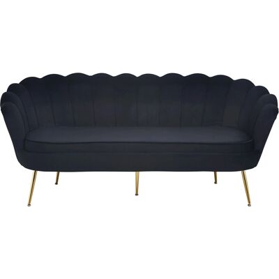 SALESFEVER Clam Samtsofa - 180cm, Schwarz, Muscheldesign SALESFEVER Clam Samtsofa - 180cm, Schwarz, Muscheldesign