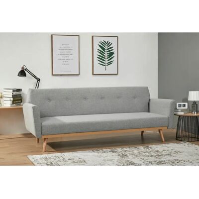 SALESFEVER Schlafsofa - Hellgrau - 212x85x79cm - Polyester - Fein Struktur SALESFEVER Schlafsofa - Hellgrau - 212x85x79cm - Polyester - Fein Struktur