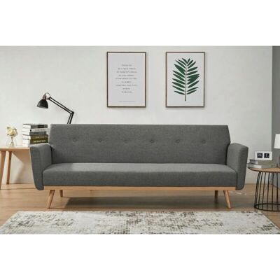 SALESFEVER Schlafsofa Grau - 212x79x85cm - Polyester, Knopfheftung SALESFEVER Schlafsofa Grau - 212x79x85cm - Polyester, Knopfheftung