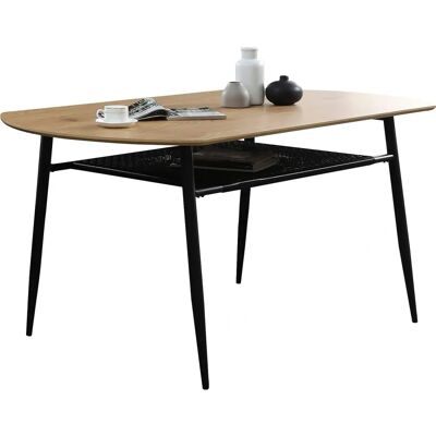 SALESFEVER Rechteckiger Esstisch - 180x90cm Schwarz/Natur SALESFEVER Rechteckiger Esstisch - 180x90cm Schwarz/Natur
