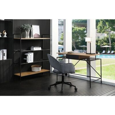 SALESFEVER Schreibtisch - Rechteckiger MDF-Tisch mit schwarzem Rahmen & Ablagen SALESFEVER Schreibtisch - Rechteckiger MDF-Tisch mit schwarzem Rahmen & Ablagen