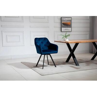 SALESFEVER Fauteuil Velours Bleu - Chaise - Publicité SALESFEVER Fauteuil Velours Bleu - Chaise - Publicité