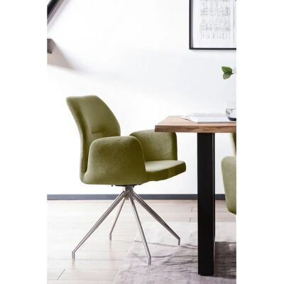 Chaise à Dossier avec Rotation 180° SALESFEVER - Vert & Acier - Publicité Chaise à Dossier avec Rotation 180° SALESFEVER - Vert & Acier - Publicité