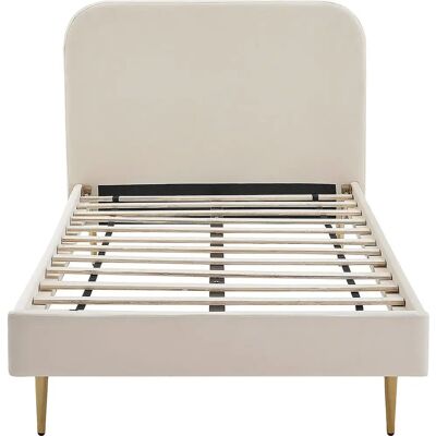 SALESFEVER Polsterbett mit Samtbezug 90x200cm - Beige - Bett SALESFEVER Polsterbett mit Samtbezug 90x200cm - Beige - Bett