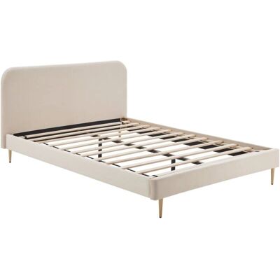 SALESFEVER Beige Samtbett - 140x200 cm - Einfache Montage SALESFEVER Beige Samtbett - 140x200 cm - Einfache Montage
