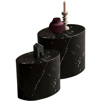 SALESFEVER Almeria Table d'Appoint - Forme ovale Style Marbre - Table Basse - Publicité SALESFEVER Almeria Table d'Appoint - Forme ovale Style Marbre - Table Basse - Publicité