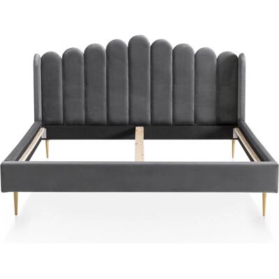 SALESFEVER Polsterbett - 180x200cm Samtoptik Modernes Muscheldesign SALESFEVER Polsterbett - 180x200cm Samtoptik Modernes Muscheldesign