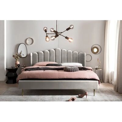 SALESFEVER Beiges Samtpolsterbett - 180x200cm - Calm-Serie SALESFEVER Beiges Samtpolsterbett - 180x200cm - Calm-Serie