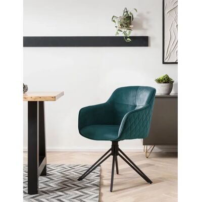 Fauteuil SALESFEVER - Velours, Couture en grille, Style rétro - Publicité Fauteuil SALESFEVER - Velours, Couture en grille, Style rétro - Publicité