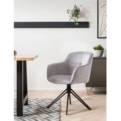 SALESFEVER Armlehnstuhl - Hellgrau, Wabensteppung, Drehfunktion - Armchair SALESFEVER Armlehnstuhl - Hellgrau, Wabensteppung, Drehfunktion - Armchair