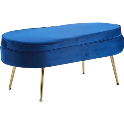 SALESFEVER Clam - Ovales Samt-Hocker - 99cm Breit - Dunkelblau SALESFEVER Clam - Ovales Samt-Hocker - 99cm Breit - Dunkelblau
