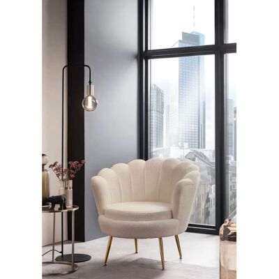 SALESFEVER Loungesessel - Bouclé Stoff, Goldene Beine, Hoher Sitz - Sessel SALESFEVER Loungesessel - Bouclé Stoff, Goldene Beine, Hoher Sitz - Sessel