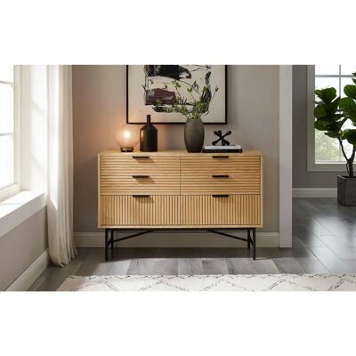 SALESFEVER Beige Eiche Sideboard - 6 Schubladen SALESFEVER Beige Eiche Sideboard - 6 Schubladen