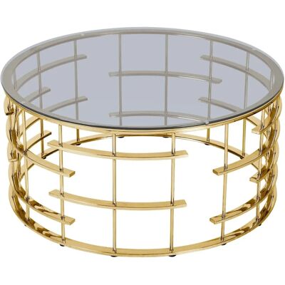 SALESFEVER Runder Couchtisch - Edelstahl, Gold & Grau SALESFEVER Runder Couchtisch - Edelstahl, Gold & Grau