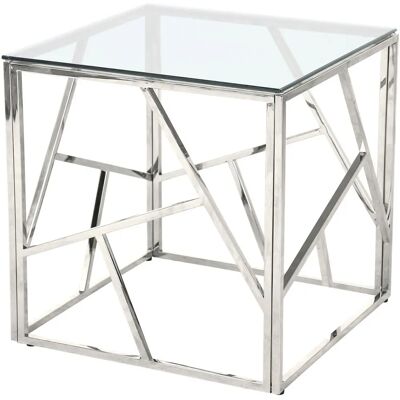 SALESFEVER Beistelltisch - Quadratisch, Edelstahl, Sicherheitsglas - Beistelltisch SALESFEVER Beistelltisch - Quadratisch, Edelstahl, Sicherheitsglas - Beistelltisch