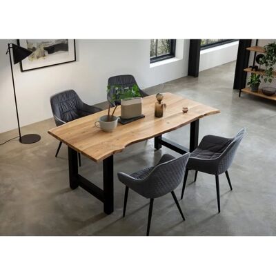 SalesFever Essgruppe, 5-tlg. 180x90 cm - Samt Grau, Schwarz Gestell, Naturfarben Tisch SalesFever Essgruppe, 5-tlg. 180x90 cm - Samt Grau, Schwarz Gestell, Naturfarben Tisch
