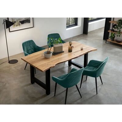 SalesFever Esstisch-Set - Tannengrün, 180x90 cm, Modern, Massivakazie, Schwarzes Gestell SalesFever Esstisch-Set - Tannengrün, 180x90 cm, Modern, Massivakazie, Schwarzes Gestell