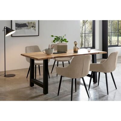 SalesFever Beigefarbene Modernes Essgruppe - 160x85cm, Massivholz, Cord SalesFever Beigefarbene Modernes Essgruppe - 160x85cm, Massivholz, Cord