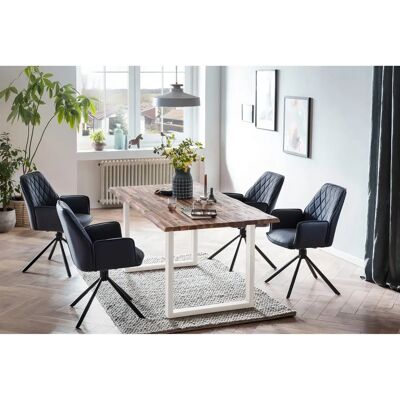 SalesFever Blau Microfaser Essgruppe - 4 Stühle, 160x90 cm SalesFever Blau Microfaser Essgruppe - 4 Stühle, 160x90 cm