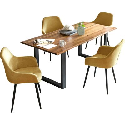 SALESFEVER Essgruppe - 160-85, Holzkante, Strukturstoff, Schwarz & Gelb SALESFEVER Essgruppe - 160-85, Holzkante, Strukturstoff, Schwarz & Gelb