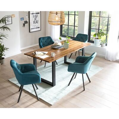 SalesFever Moderne Essgruppe - Samt Türkis - 160x85cm SalesFever Moderne Essgruppe - Samt Türkis - 160x85cm