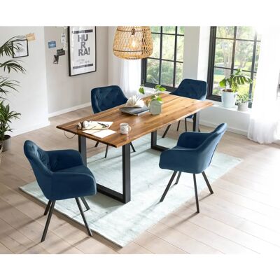 SALESFEVER Blaue Samt Esstisch-Set - Essgruppen SALESFEVER Blaue Samt Esstisch-Set - Essgruppen
