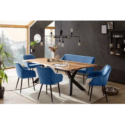 SalesFever Essgruppe - Blau Samt, 200x100cm, 6 Stühle SalesFever Essgruppe - Blau Samt, 200x100cm, 6 Stühle